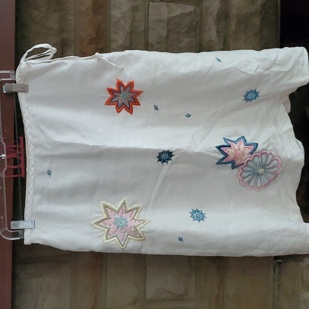 White linen detailed skirt